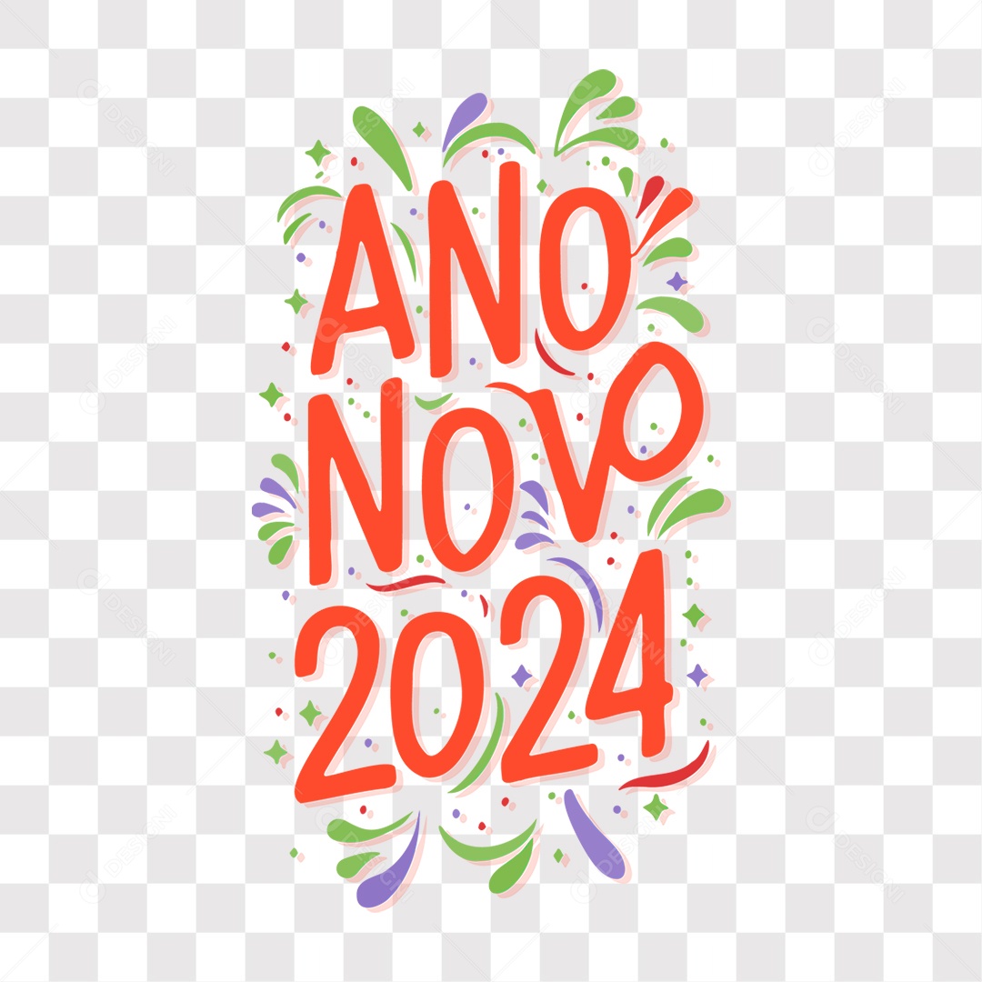 Lettering Ano Novo 2024 Texto Vermelho EPS + PNG