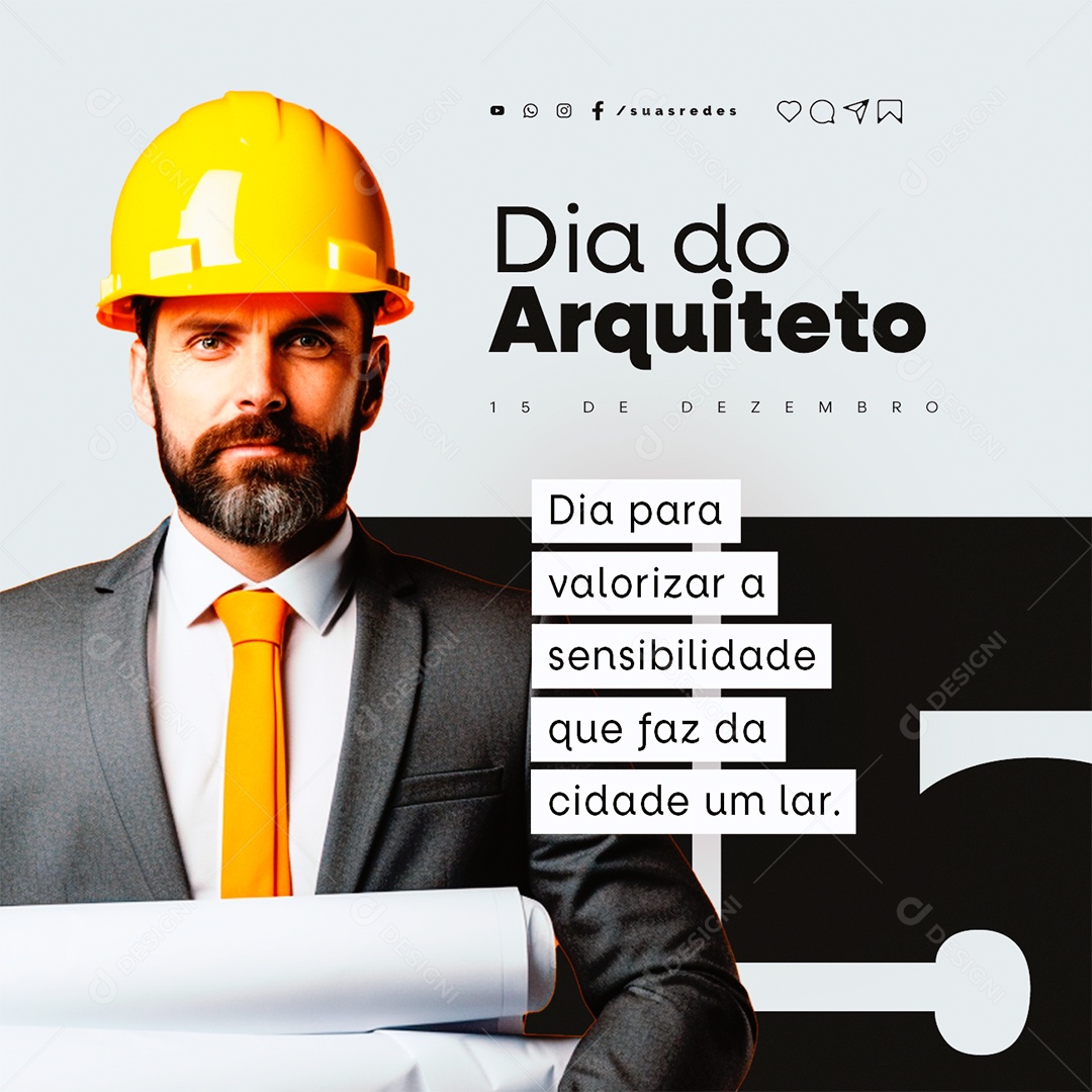 Dia do Arquiteto Dia para Valorizar a Sensibilidade que Faz da Cidade um Lar Social Media PSD Editável