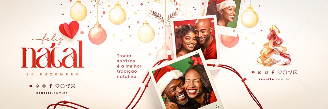 Carrossel Feliz Natal Trocar Sorrisos é a Melhor Tradição Natalina Social Media PSD Editável