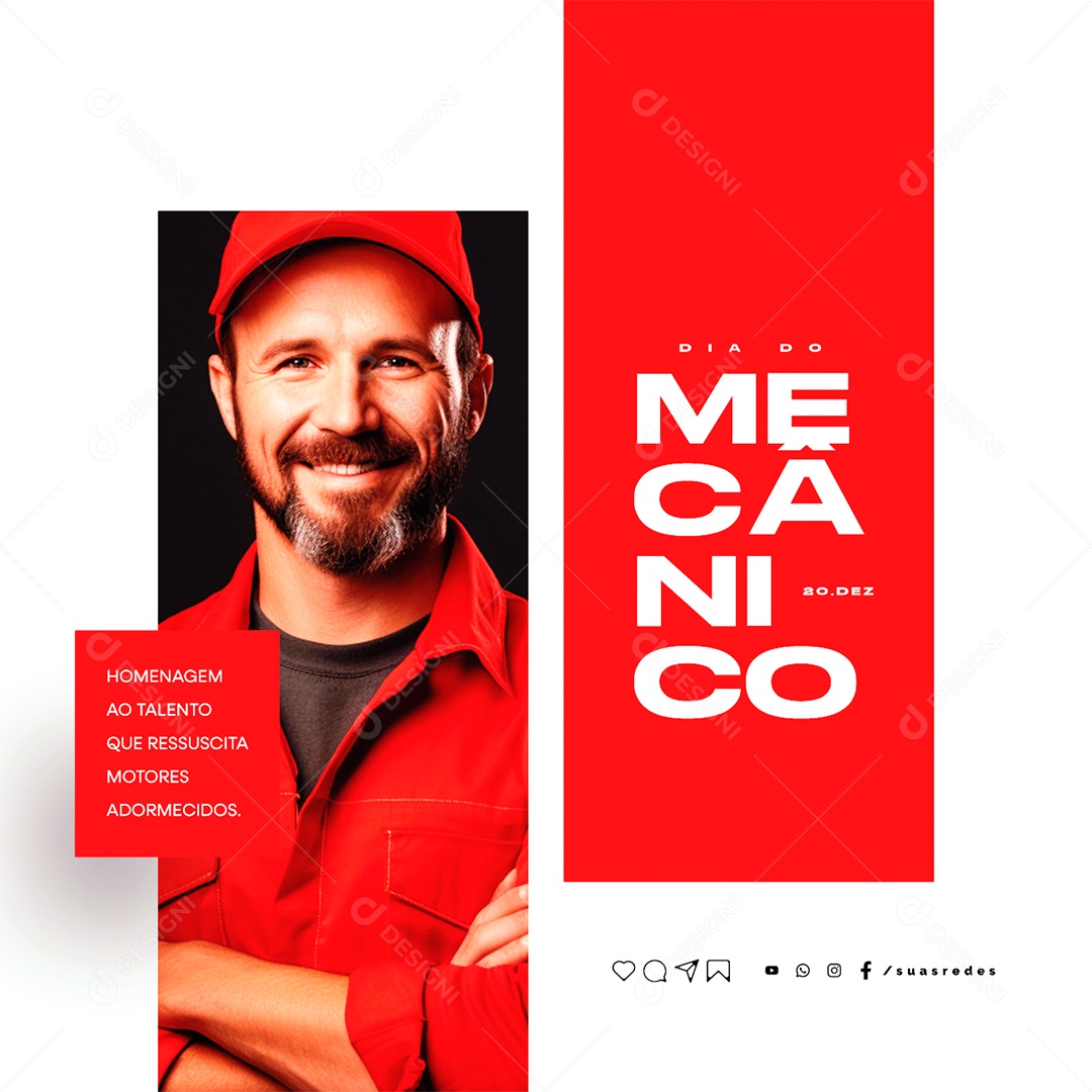 Mechanic's Day December 20th Social Media PSD Editable