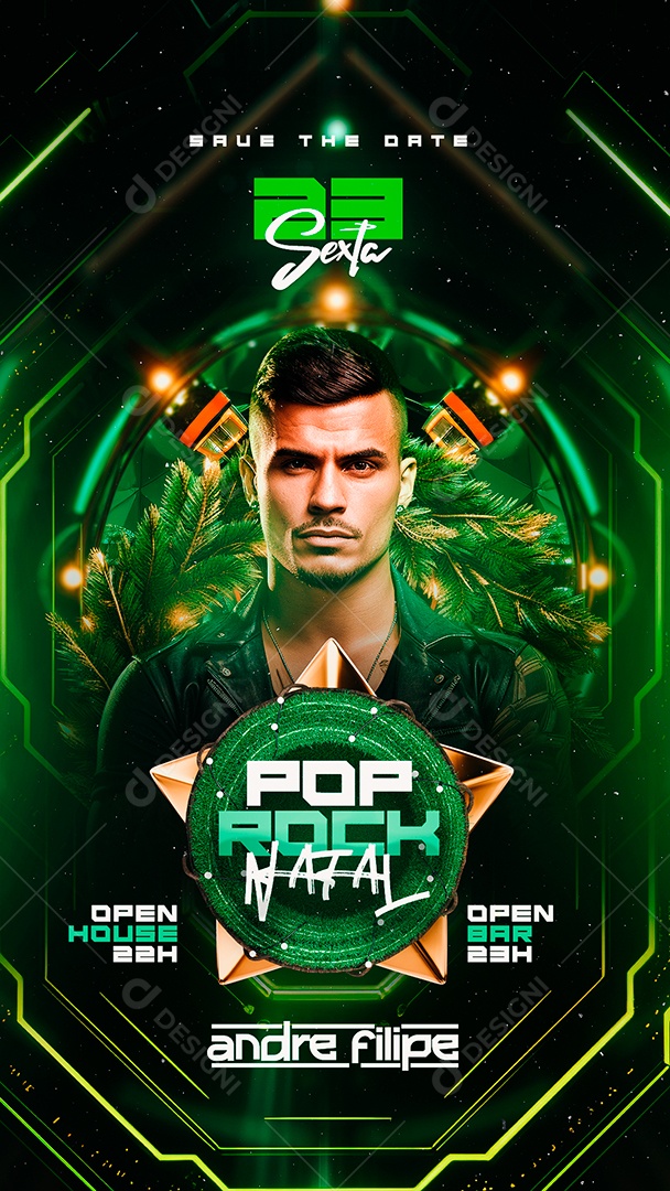 Story Flyer Pop Rock Natal Andre Filipe Social Media PSD Editável