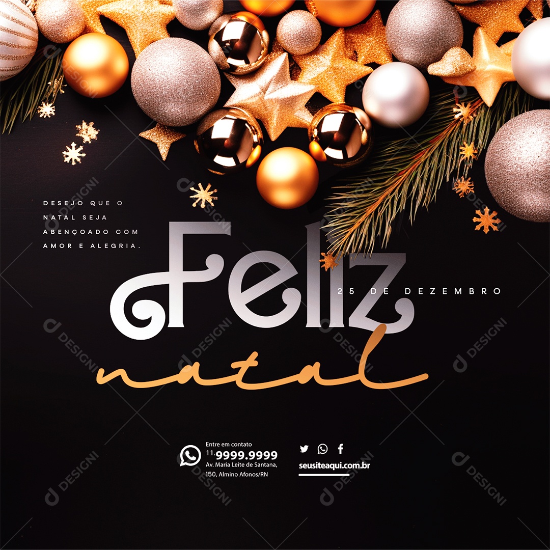 Feliz Natal 25 de Dezembro Desejo Que o Natal Seja Abençoado Social Media PSD Editável