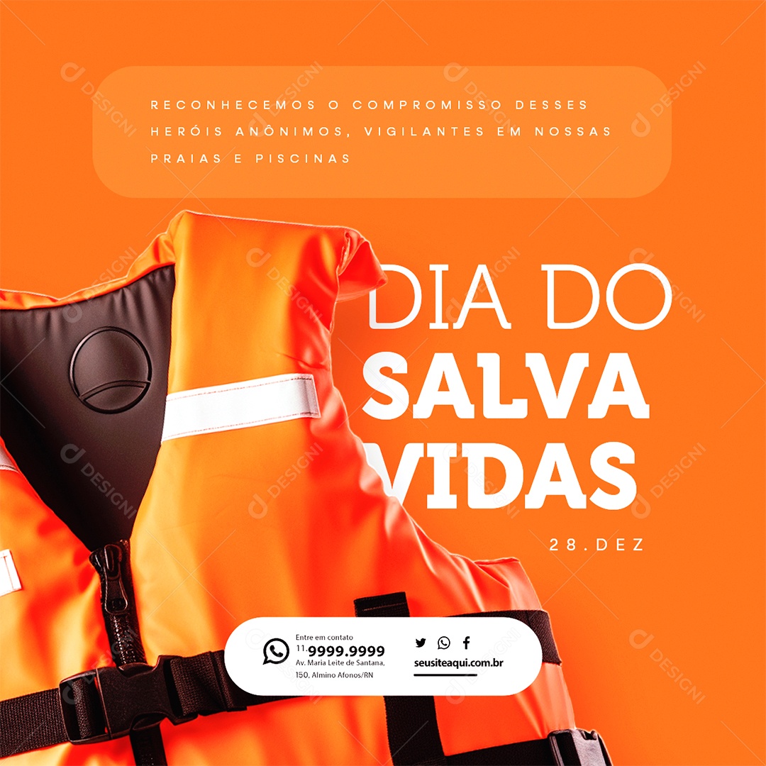 Dia Do Salva Vidas 28 de Dezembro Social Media PSD Editável