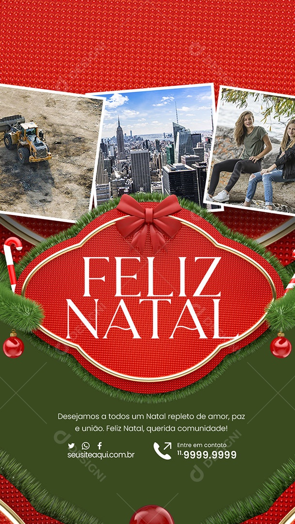 Story Prefeitura Feliz Natal Cidade Desejamos a Todos um Natal Repleto de Amor Paz e União Social Media PSD Editável