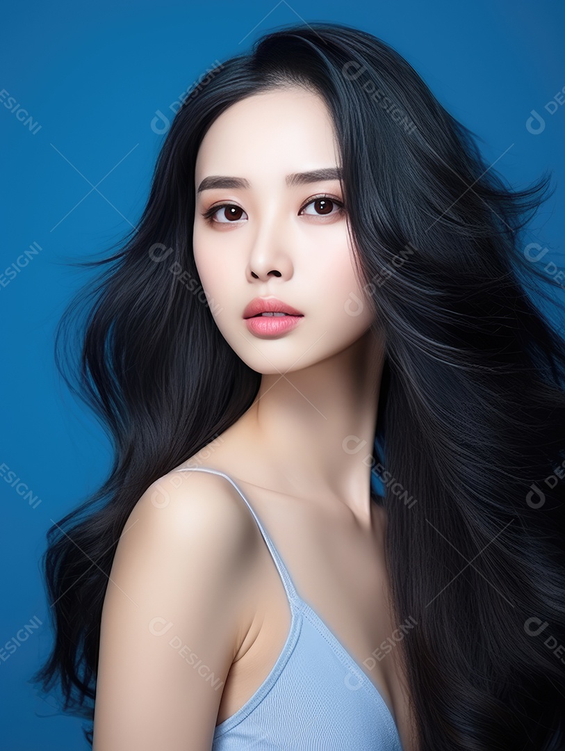 Fotografia De Retrato De Jovem Mulher De Beleza Asiática Com Estilo De Maquiagem Coreano 