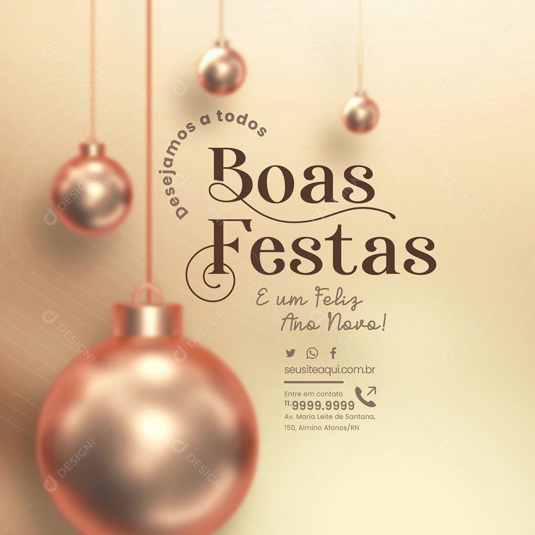 Desejamos a Todos Boas Festas E um Feliz Ano Novo Social Media PSD Editável