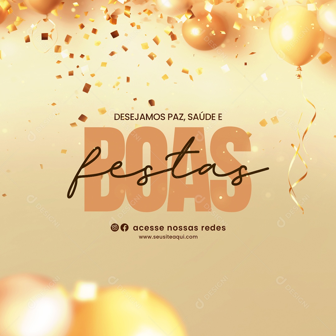 Desejamos Paz Saúde e Boas Festas E um Feliz Ano Novo Social Media PSD Editável