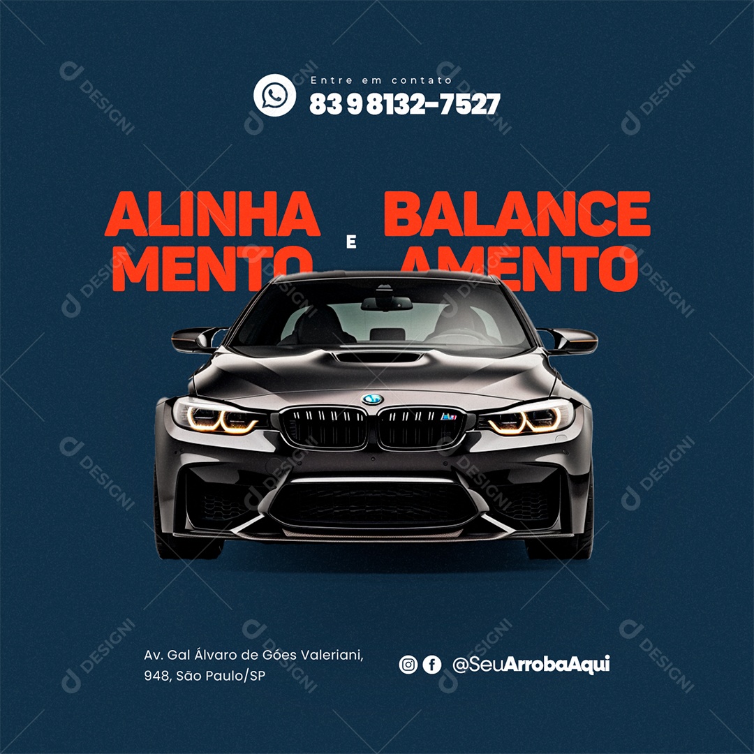 Oficina Mecânica Alinhamento e Balanceamento Social Media PSD Editável