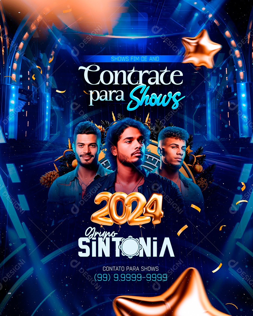 Flyer Contrate para Shows 2024 Grupo Sintonia Social Media PSD Editável