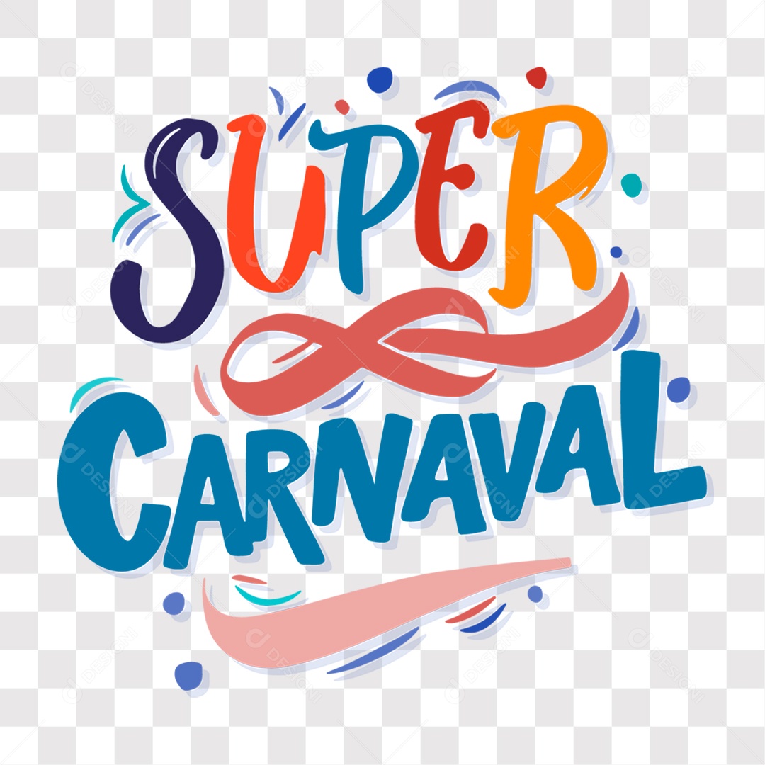 Lettering Super Carnaval Texto Colorido EPS + PNG