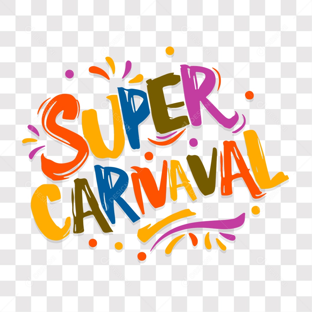 Lettering Super Carnaval Texto Colorido EPS + PNG