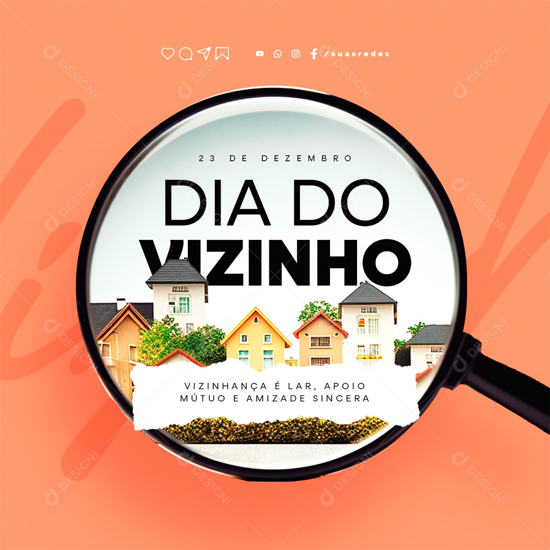 Dia do Vizinho 23 de Dezembro Vizinhança é Lar Apoio Mútuo e Amizade Sincera Social Media PSD Editável