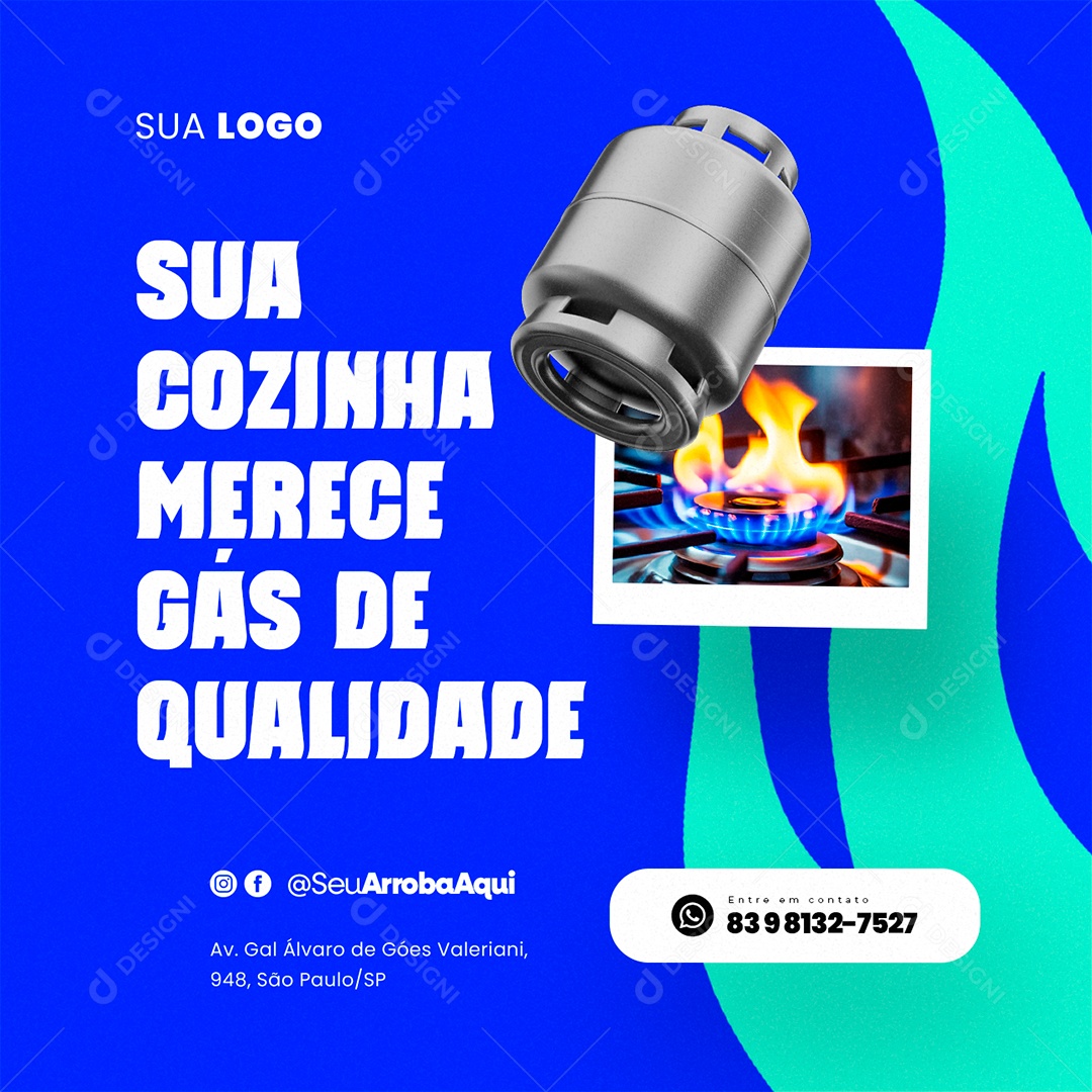 Distribuidora de Gás Gás de Cozinha Supermercado Sua Cozinha Merece Gás de Qualidade Social Media PSD Editável