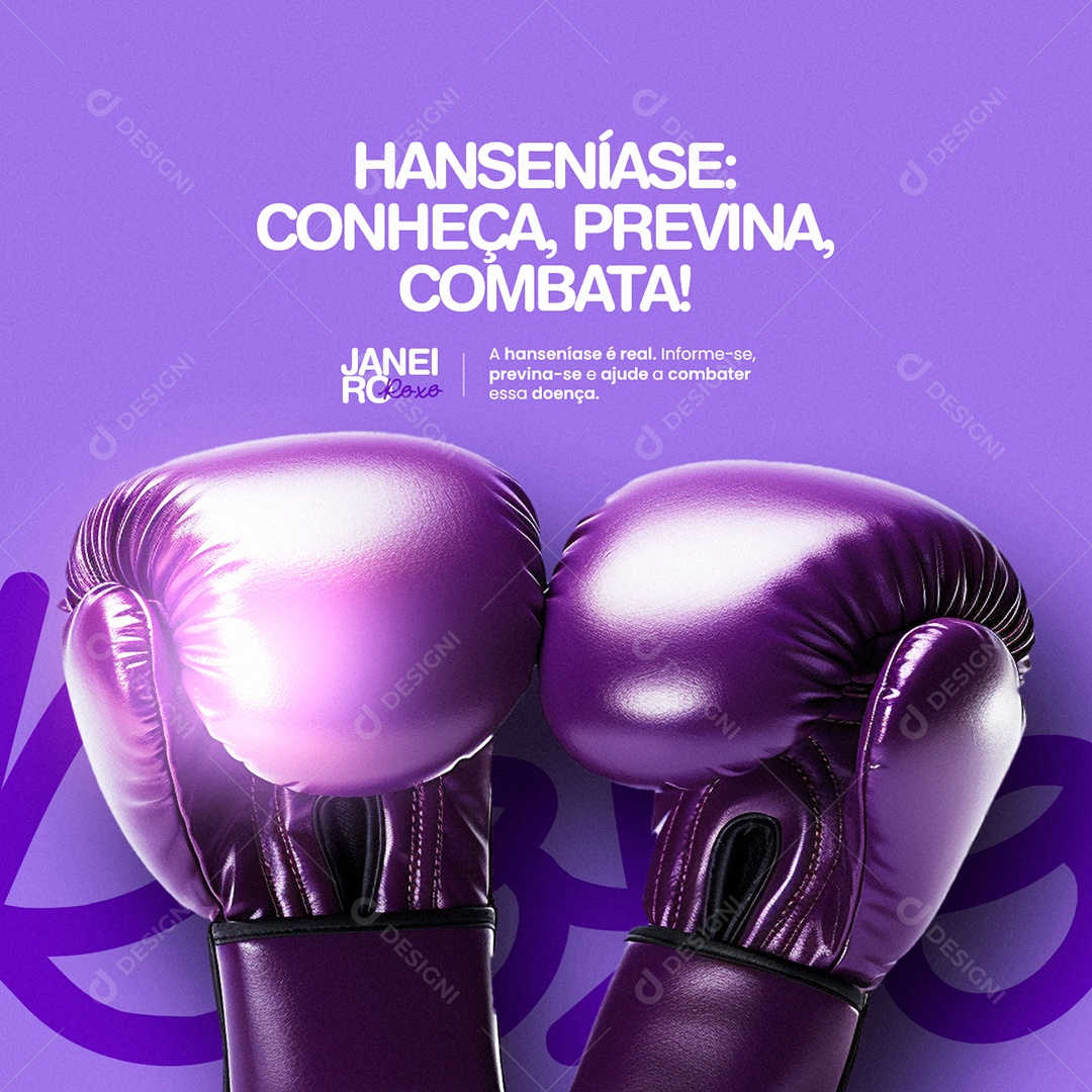 Janeiro Roxo Hanseníase Conheça Previna Combata Social Media PSD Editável