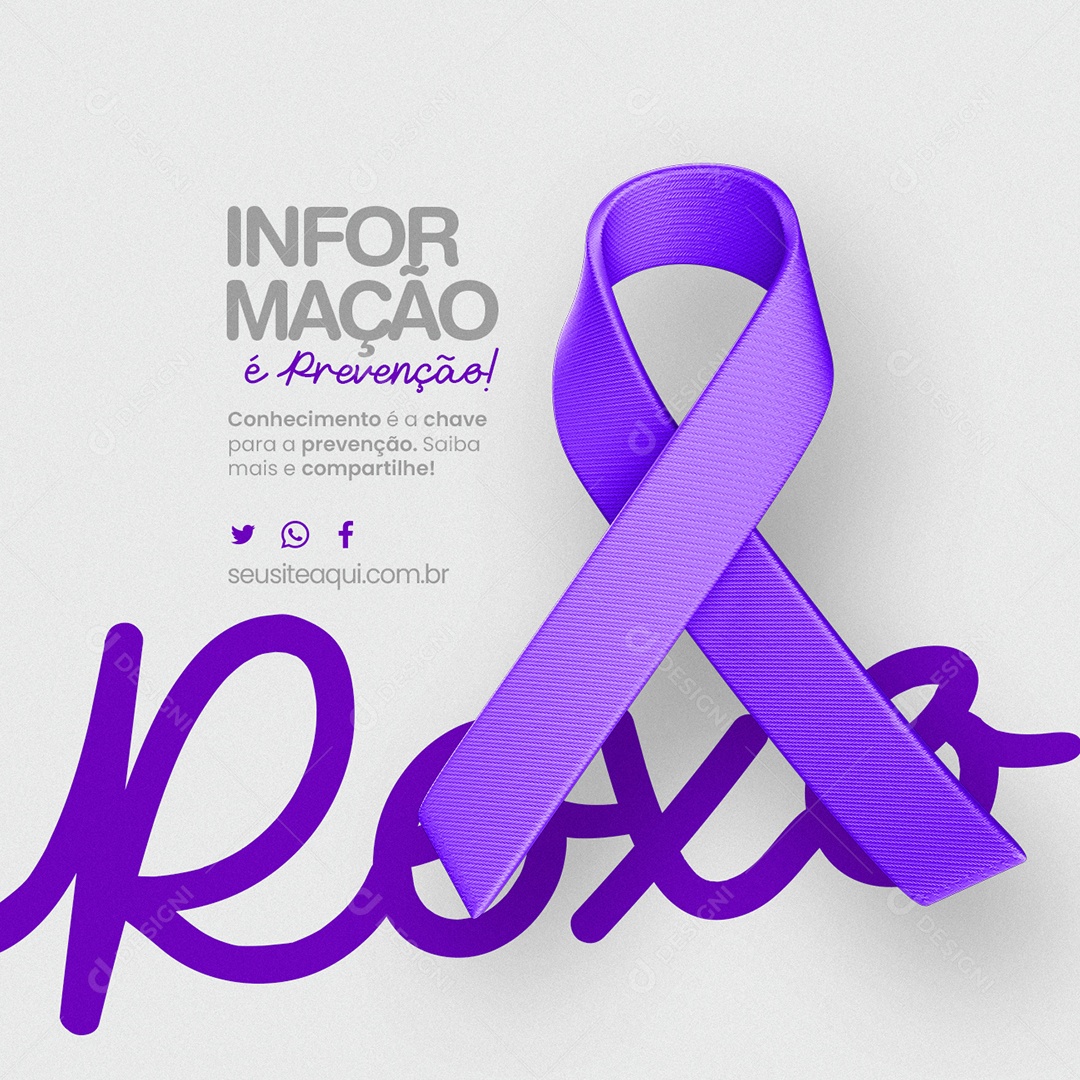 Janeiro Roxo Informação é Prevenção Conhecimento é a Chave para a Prevenção Social Media PSD Editável