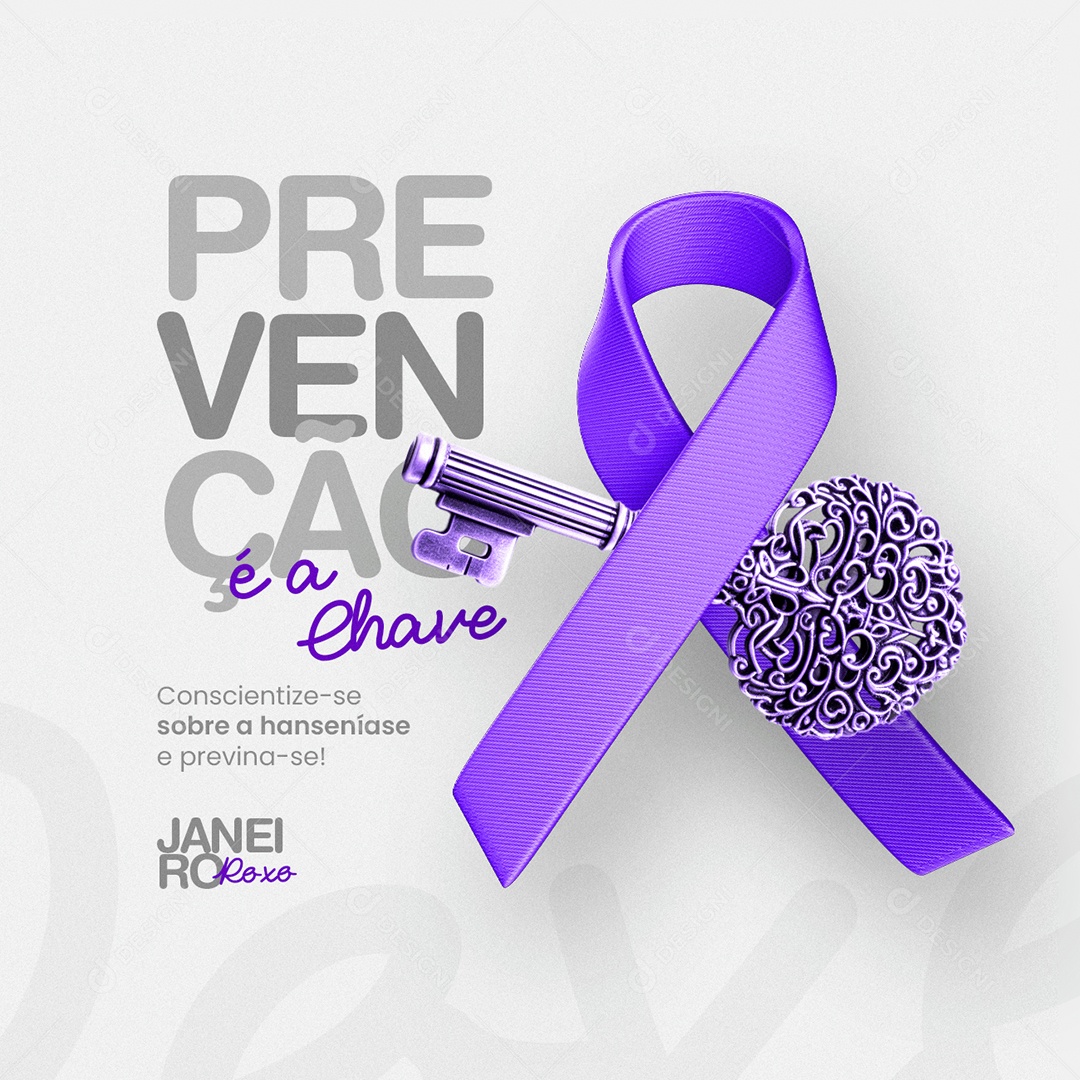 Janeiro Roxo Prevenção é a Chave Conscientize se Sobre a Hanseníase Social Media PSD Editável