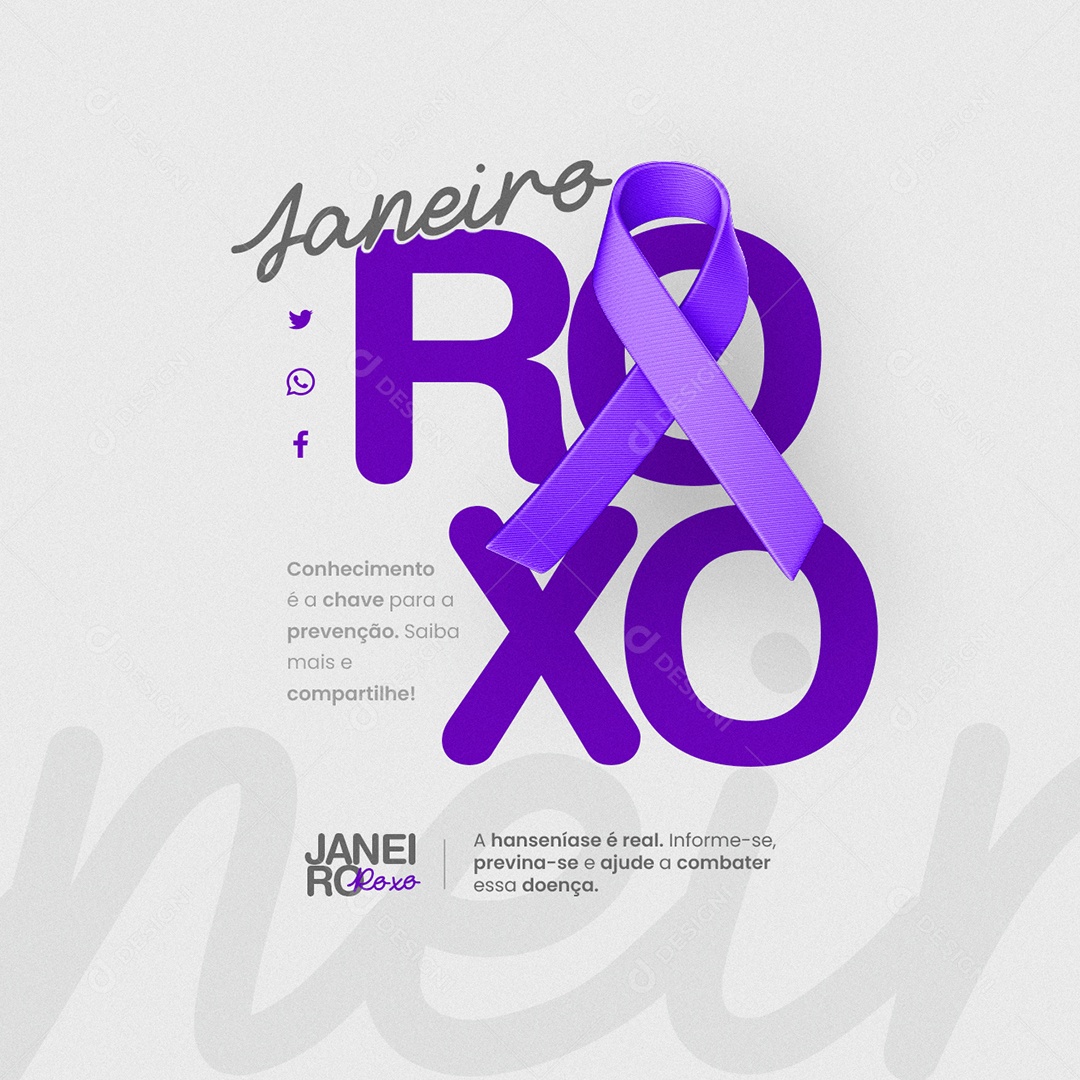 Janeiro Roxo Combater essa Doença Social Media PSD Editável