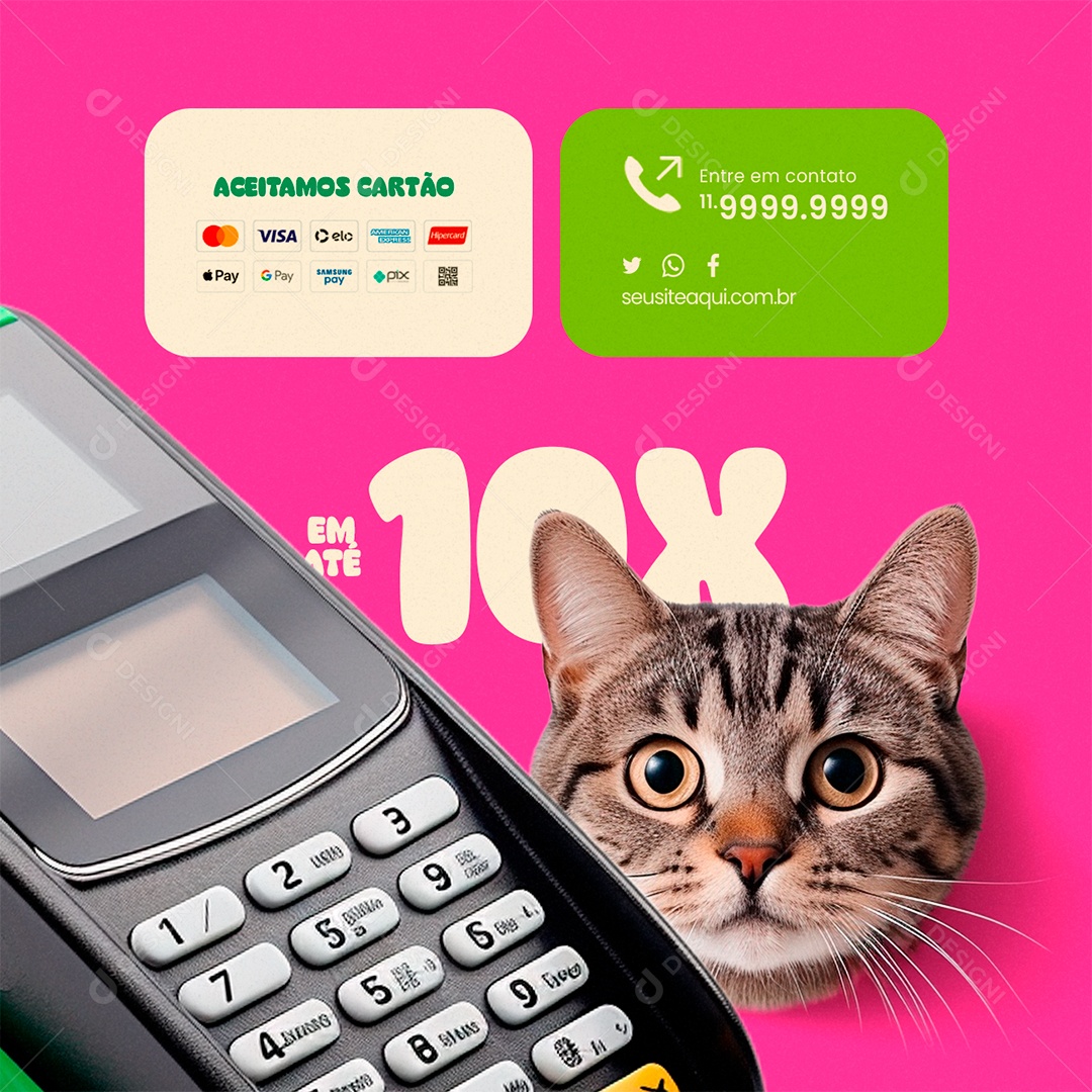 Pet Shop Ração para Cachorro e Gato Felinos 10% Off Via Pix Social Media PSD Editável