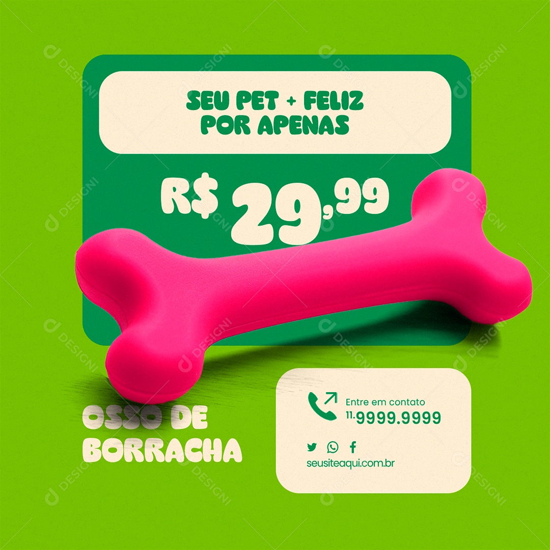 Pet Shop Your Pet Happy Rubber Bone Social Media Editable PSD