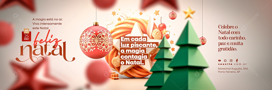 Carrossel Feliz Natal Em Cada Luz Piscante a Magia Contagia o Natal Social Media PSD Editável