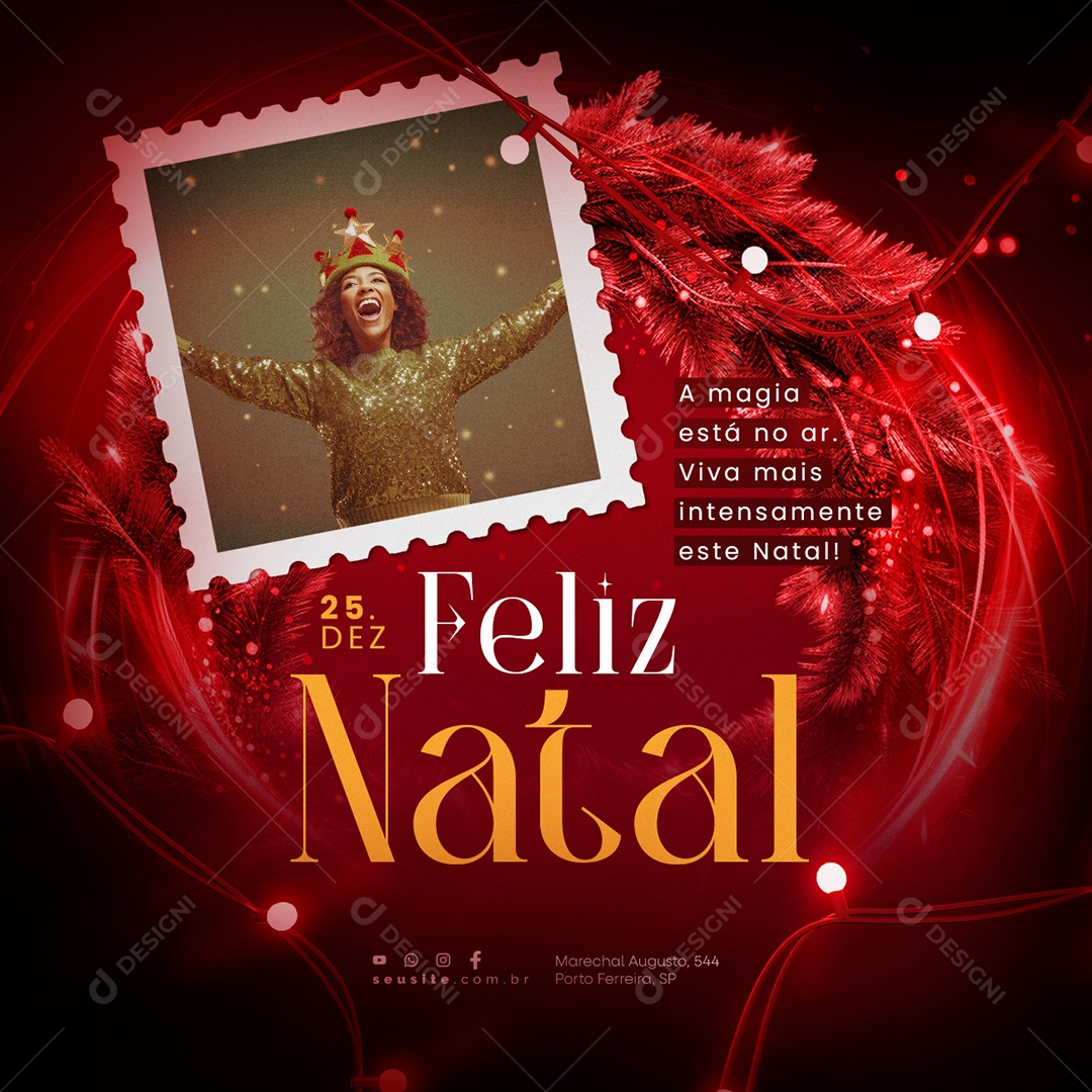 Feliz Natal A Magia Está no Ar Viva Intensamente Este Natal Social Media PSD Editável