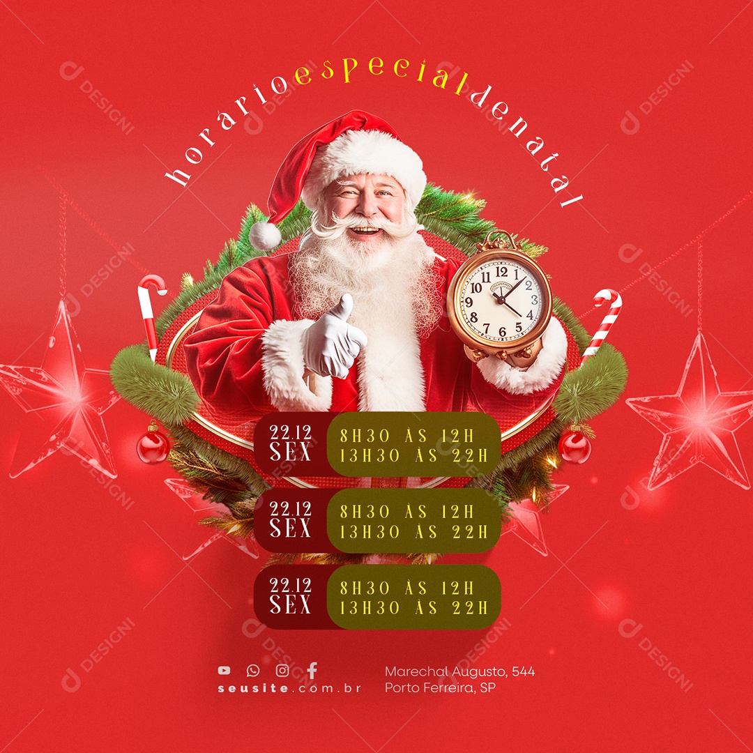 Christmas Special Hours Opening Hours Companies Stores Social Media PSD Editable