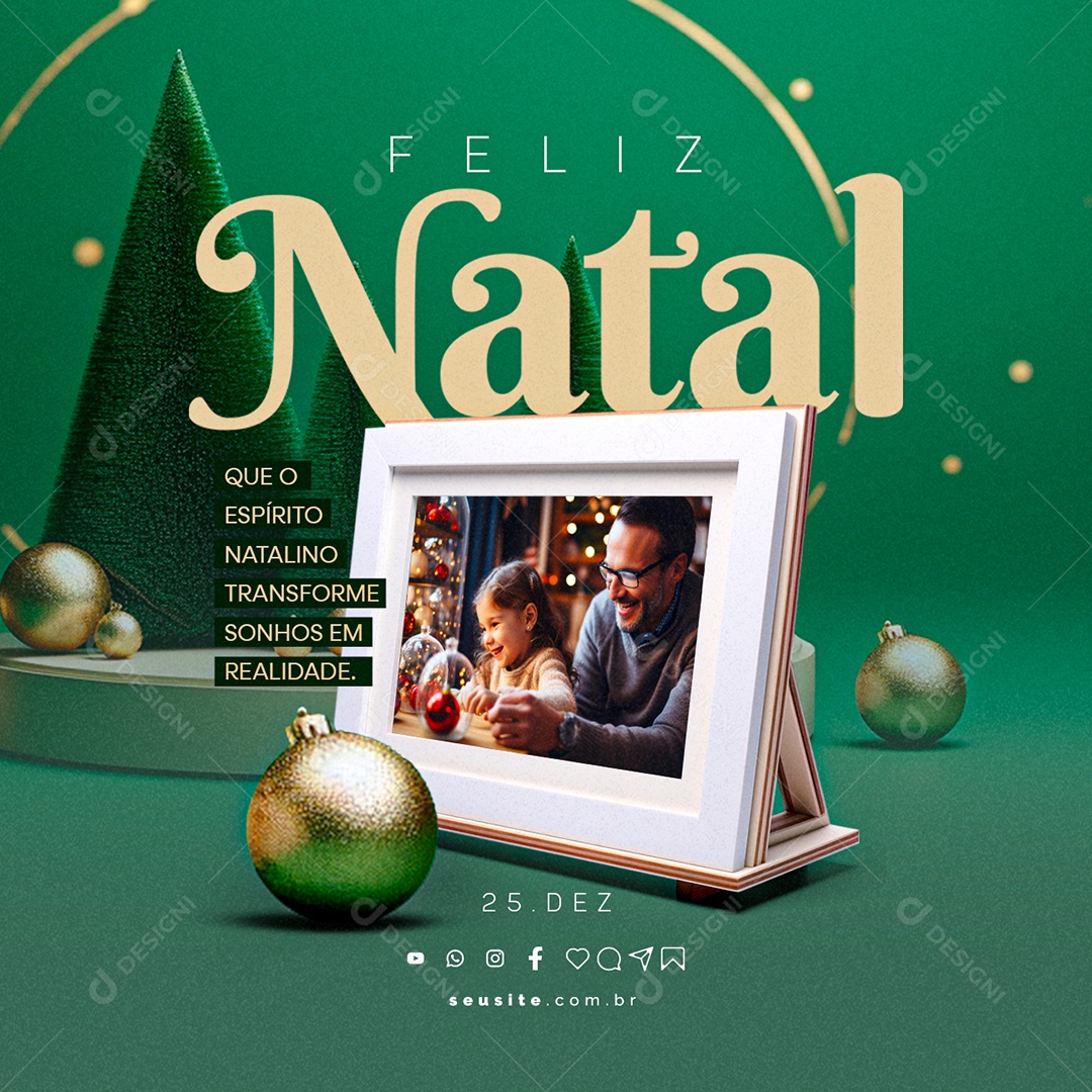 Feliz Natal Que o Espírito Natalino Transforme Sonhos em Realidade Social Media PSD Editável