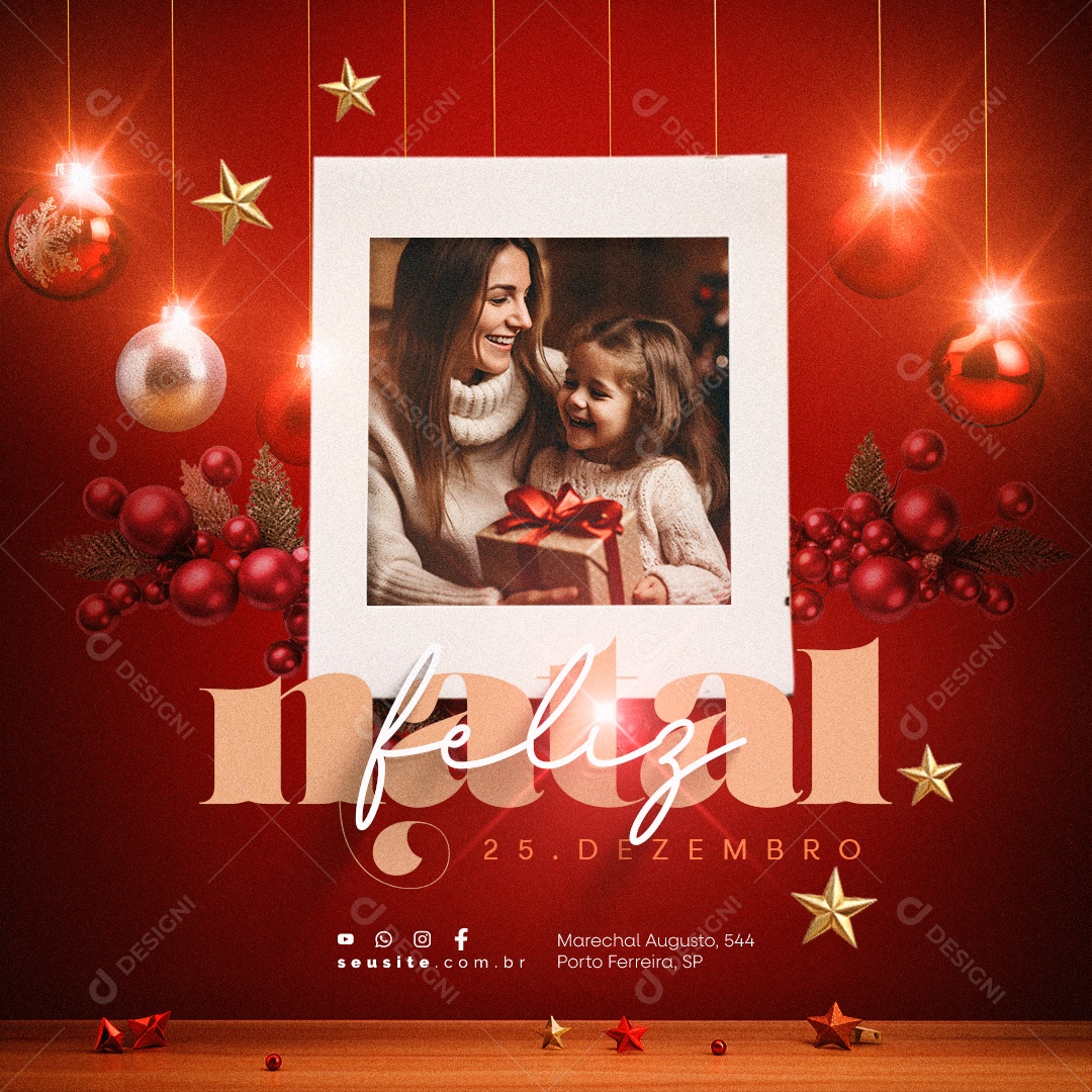 Feliz Natal 25 de Dezembro Social Media PSD Editável