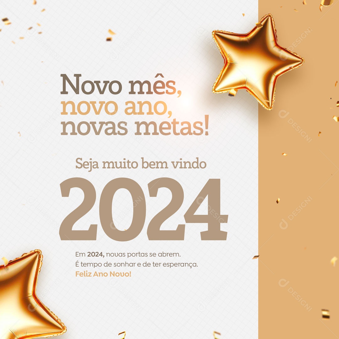 Welcome 2024 New Month New Year New Goals Social Media Editable PSD