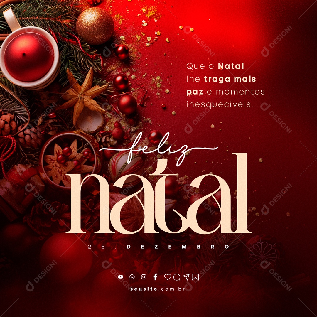 Feliz Natal 25 de Dezembro Social Media PSD Editável