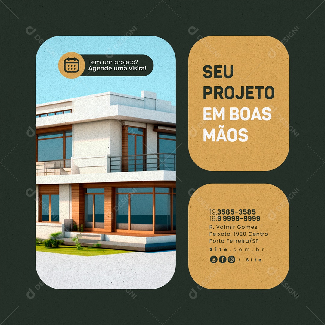 Arquiteto Seu Projeto em Boas Mãos Tem um Projeto Agende uma Visita Social Media PSD Editável