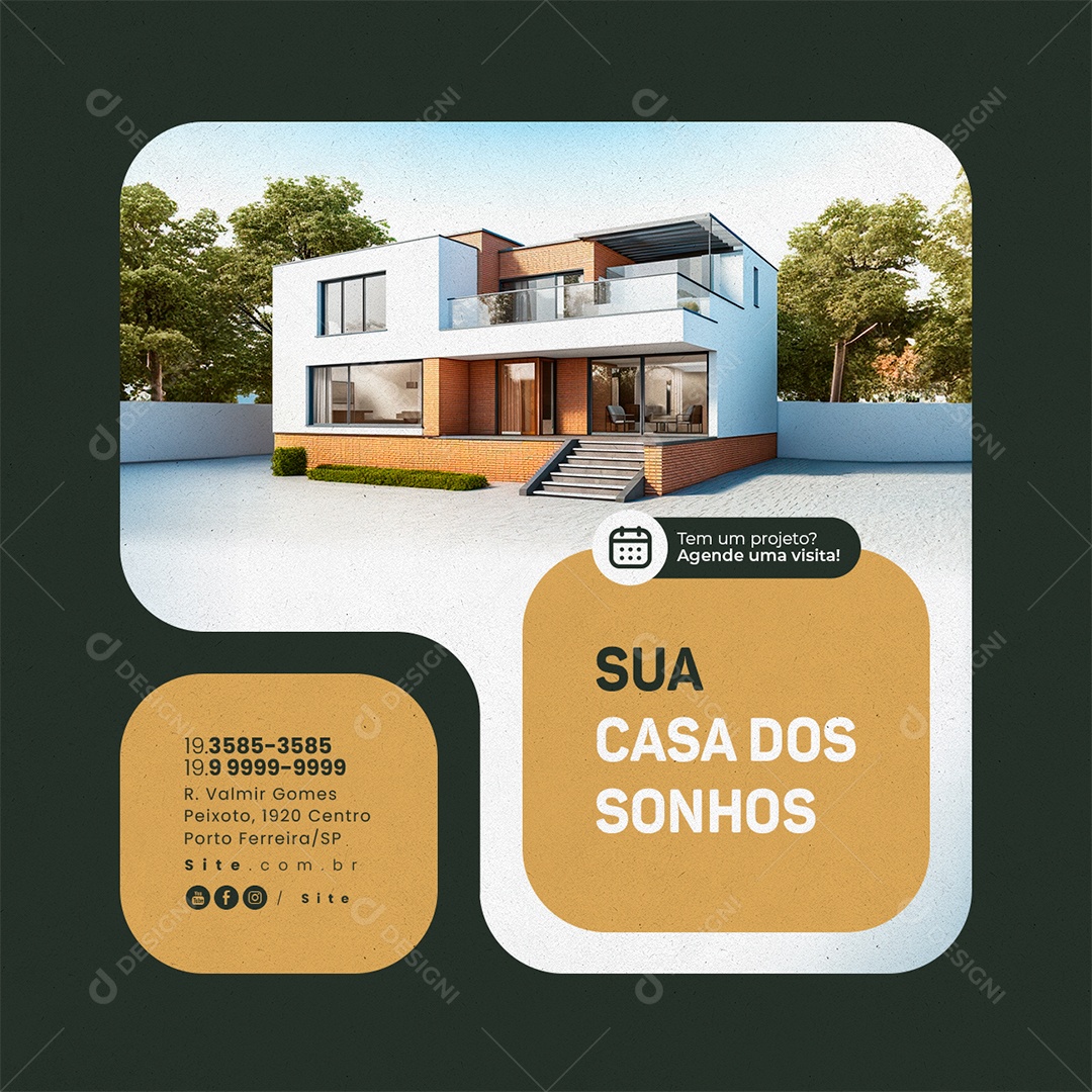 Arquiteto Sua Casa dos Sonhos Tem um Projeto Agende uma Visita Social Media PSD Editável