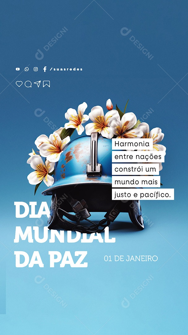 Story Dia Mundial da Paz Harmonia Entre Nações Constrói um Mundo Mais Justo e Pacífico Social Media PSD Editável