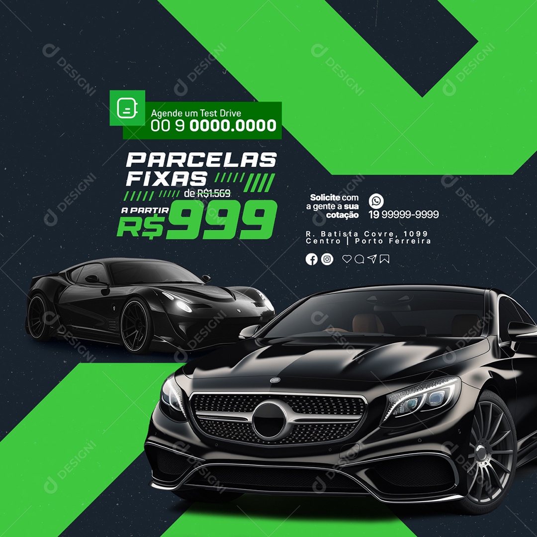 Concessionária Agende um Test Drive Solicite com a Gente a sua Cotação Social Media PSD Editável