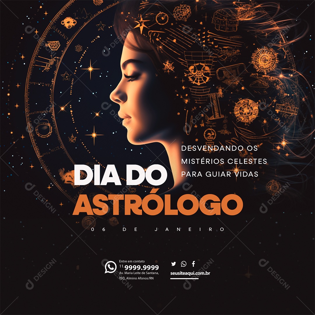 Dia Do Astrólogo Desvendando os Mistérios Celestes para Guiar Vidas Social Media PSD Editável