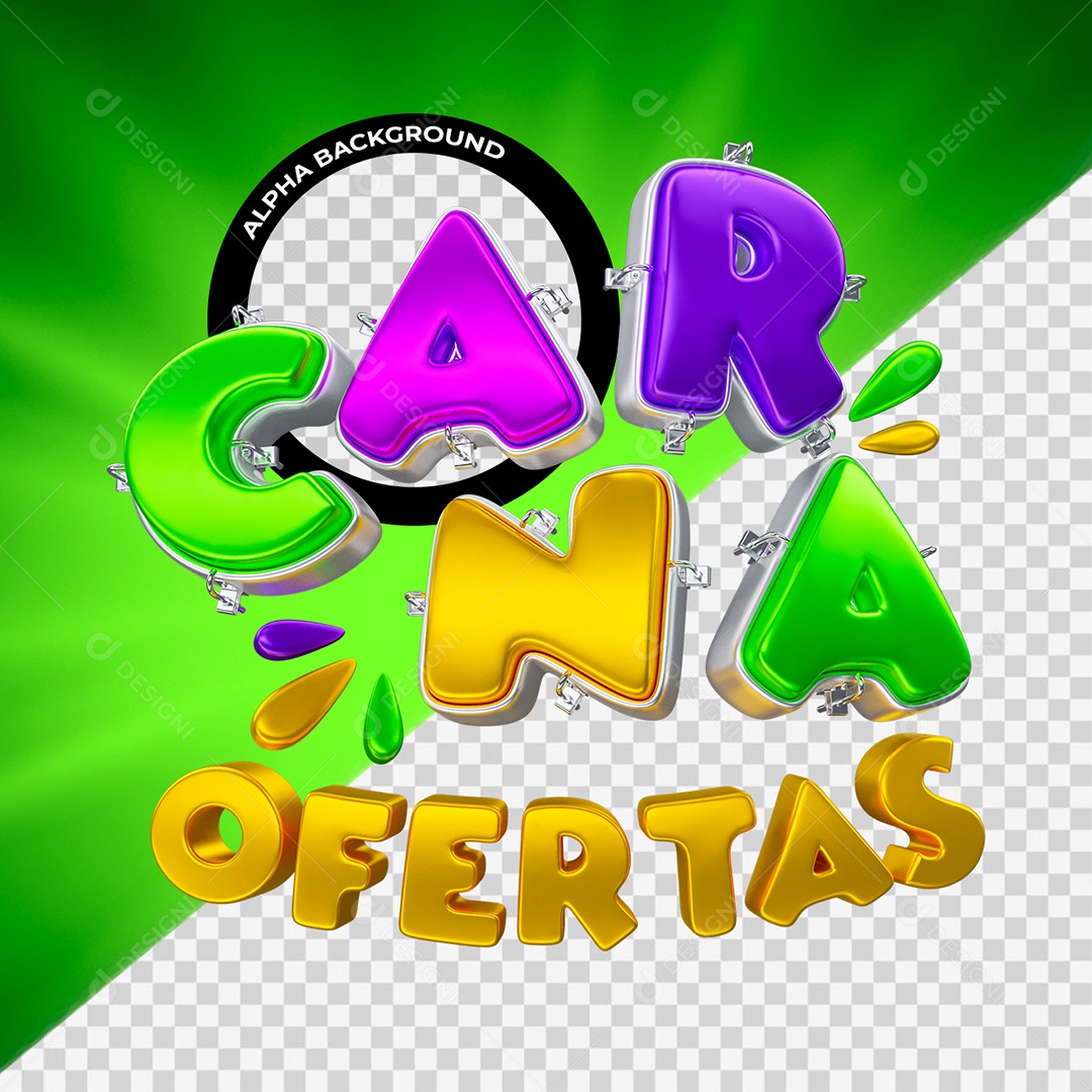 Carna Ofertas Selo 3D Selo 3D Colorido para Composição PSD