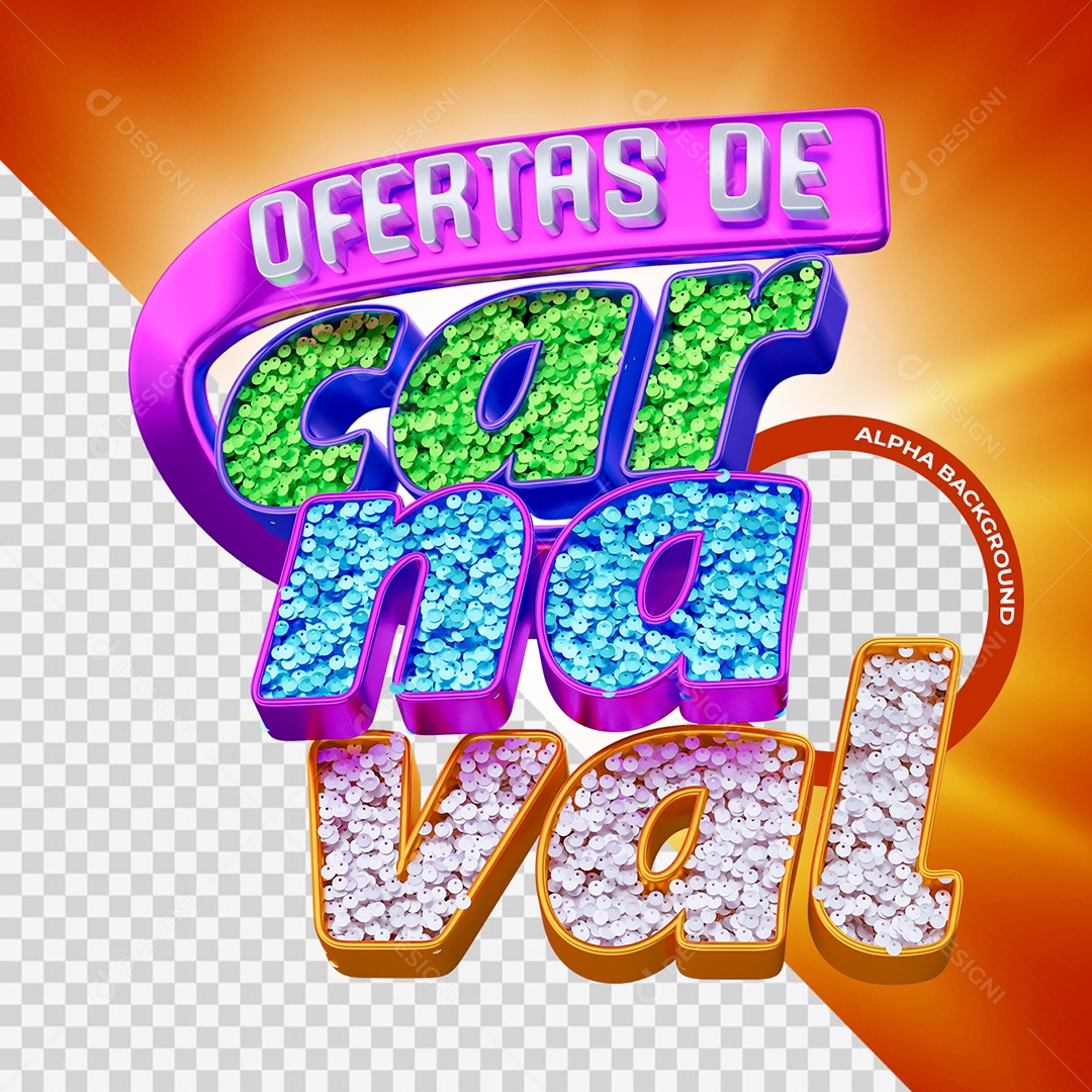 Ofertas De Carnaval Selo 3D Colorido para Composição PSD