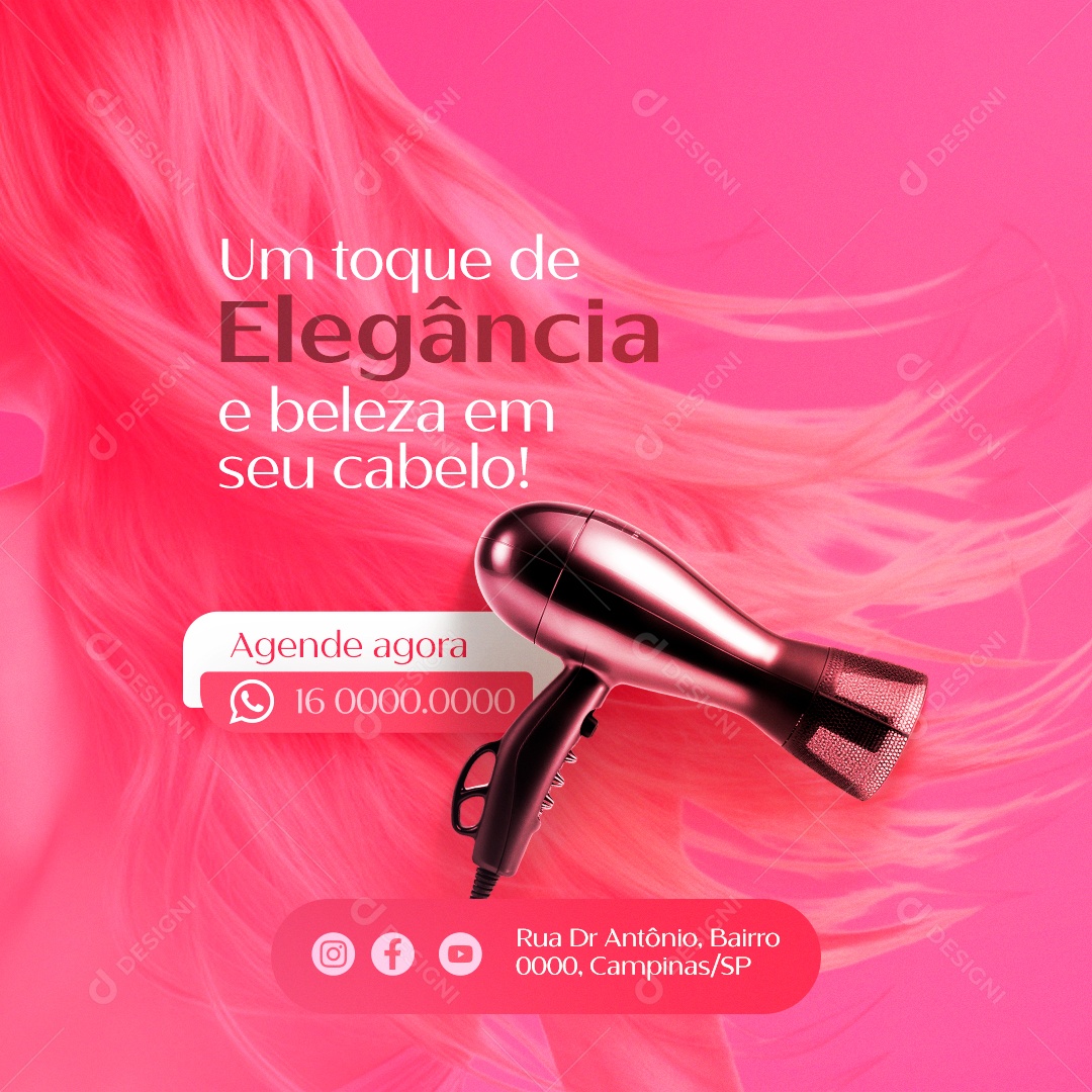 Salão de Beleza Cabelereira Um toque de Elegância e beleza em seu cabelo Social Media PSD Editável