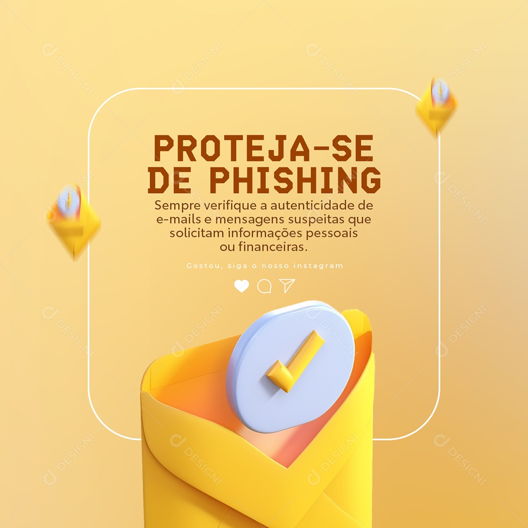 Técnico de Informática Dica Proteja Se De Phishing Sempre verifique a autenticidade de emails e mensagens Social Media PSD Editável