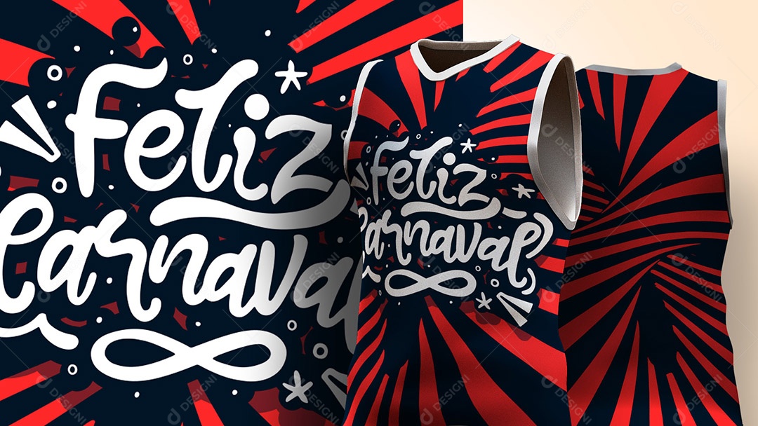 Abadá de Carnaval Estampa de Camisa Texto Feliz Carnaval Ai + EPS