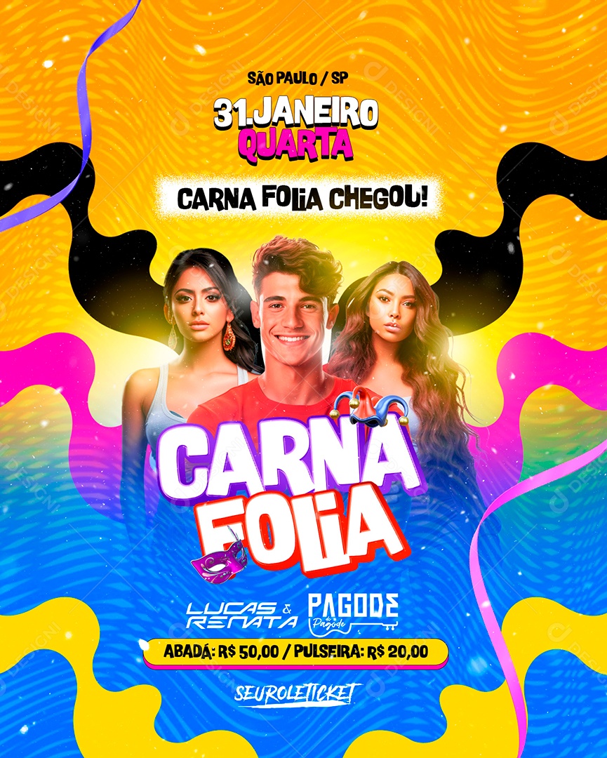 Flyer Carnaval Carna Folia Chegou Lucas Renata Pagode Do Pagode Social Media Psd Edit Vel