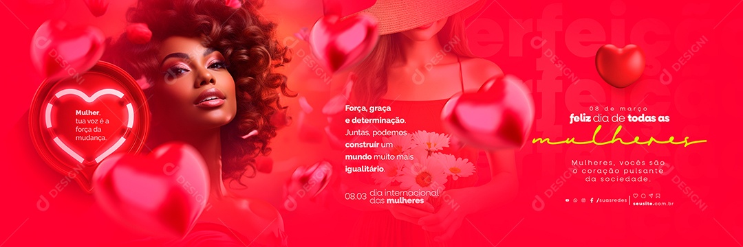 Carrossel Feliz Dia Internacional das Mulheres 08 de Março Social Media PSD Editável