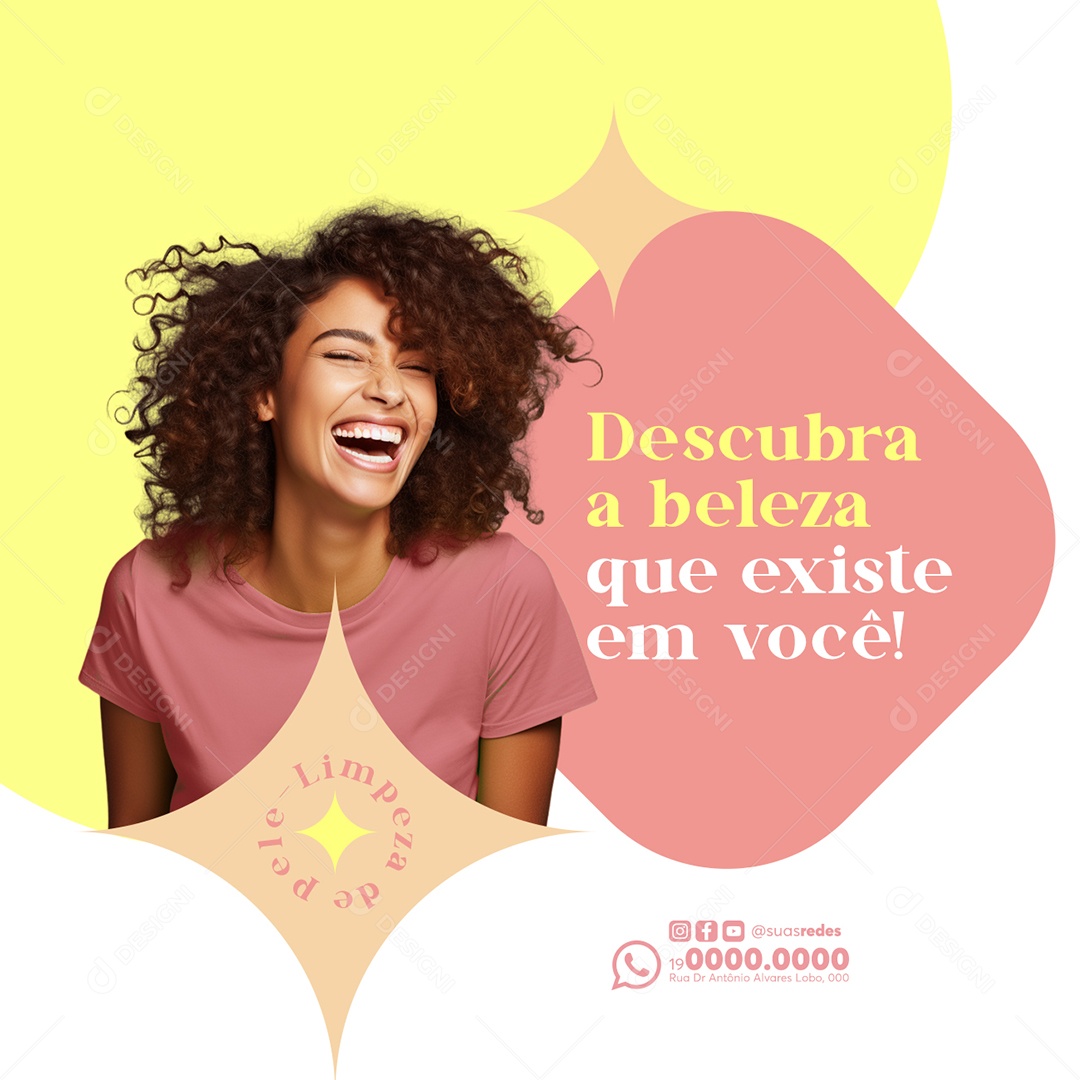 Clínica de Estética Descubra a beleza que existe em você Social Media PSD Editável