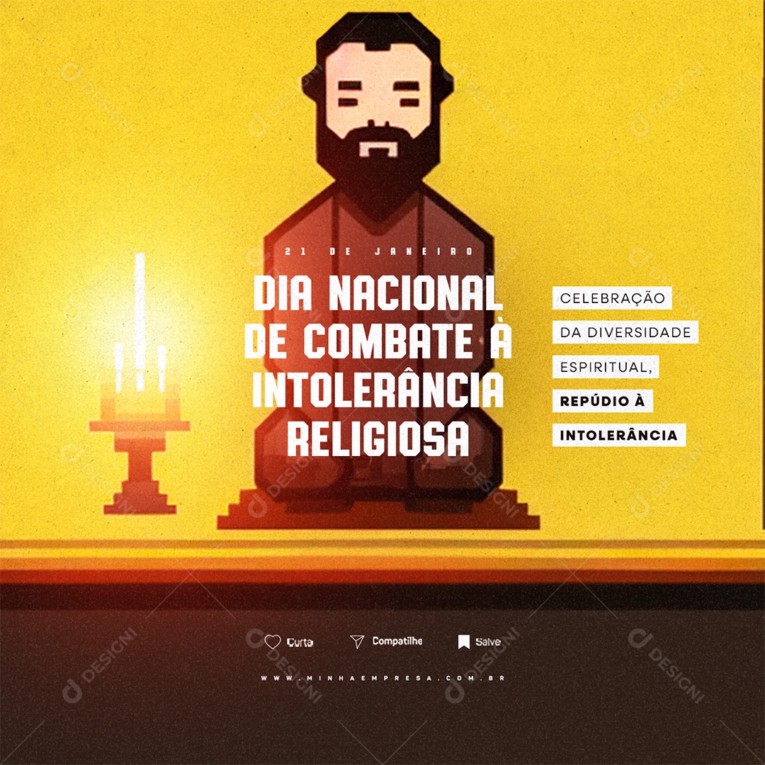 Dia Nacional de Combate à Intolerância Religiosa 21 de Janeiro Celebração da Diversidade Espiritual Social Media PSD Editável