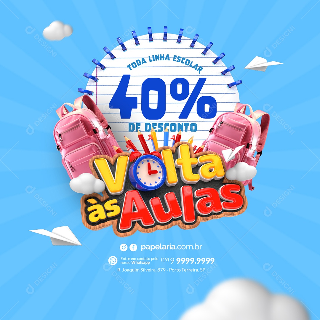 Volta às Aulas Papelaria Toda Linha Escolar 40 De Desconto Social Media Psd Editável Download 4837