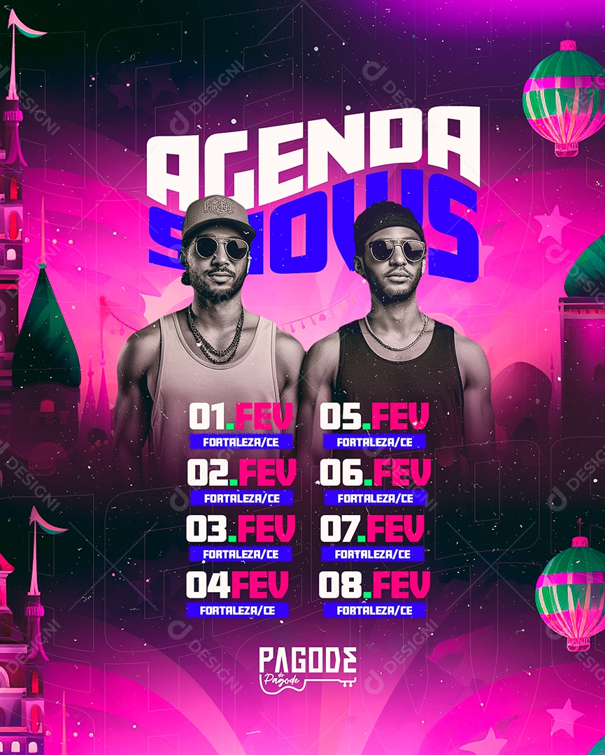 Flyer Agenda Shows Pagode do Pagode Social Media PSD Editável