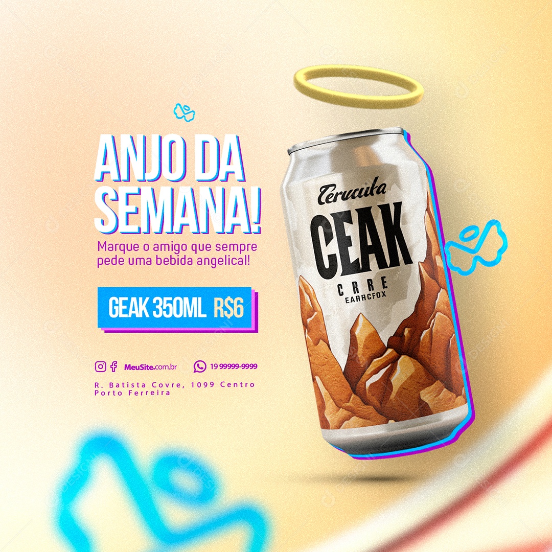 Distribuidora de Bebidas BBB Anjo Da Semana Cerveja Geak 350ml Social Media PSD Editável