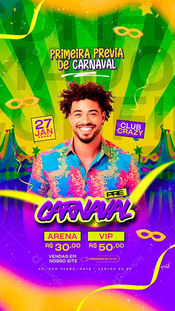 Story Flyer Primeira Prévia De Carnaval Club Crazy Pré Carnaval Social Media Psd Editável 5408