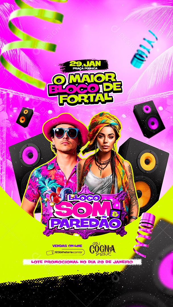 Story Flyer Carnaval Bloco Som Paredão Social Media PSD Editável