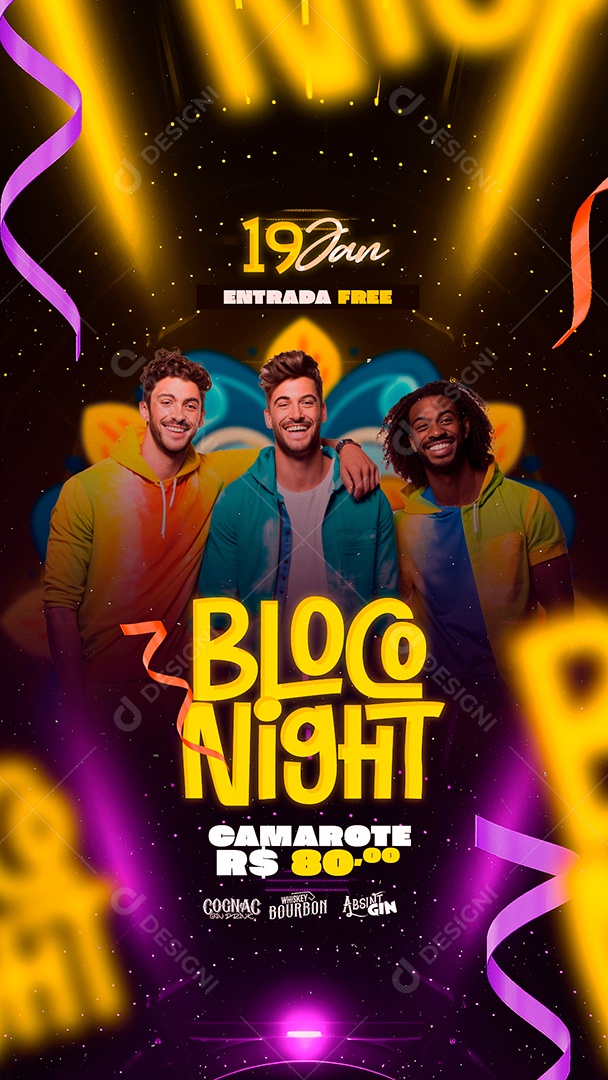 Story Flyer Carnaval Bloco Night Camarote Social Media PSD Editável